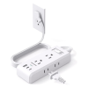 Flat Plug Power Strip, Ultra Thin Extension Cord, 6 Outlets 3 USB Ports