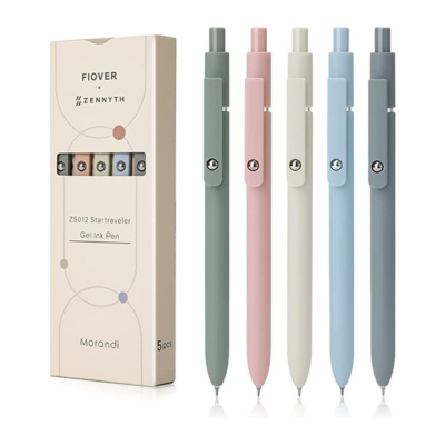 FIOVER 5pcs Gel Pens Quick Dry Ink Pens Fine Point Premium Retractable Rolling Ball